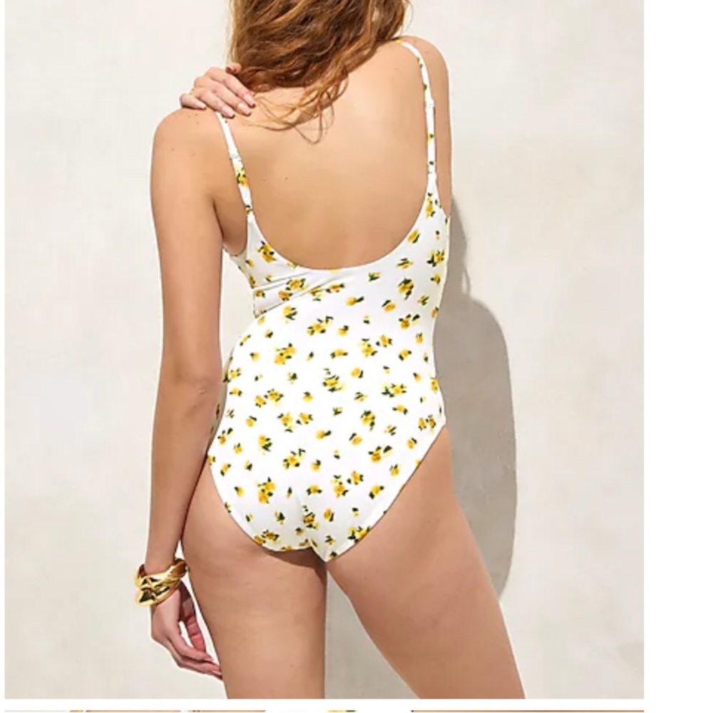 J. Crew White Floral Swimsuit. Lana one-piece in Classic Sculpt - Picture 4 of 6